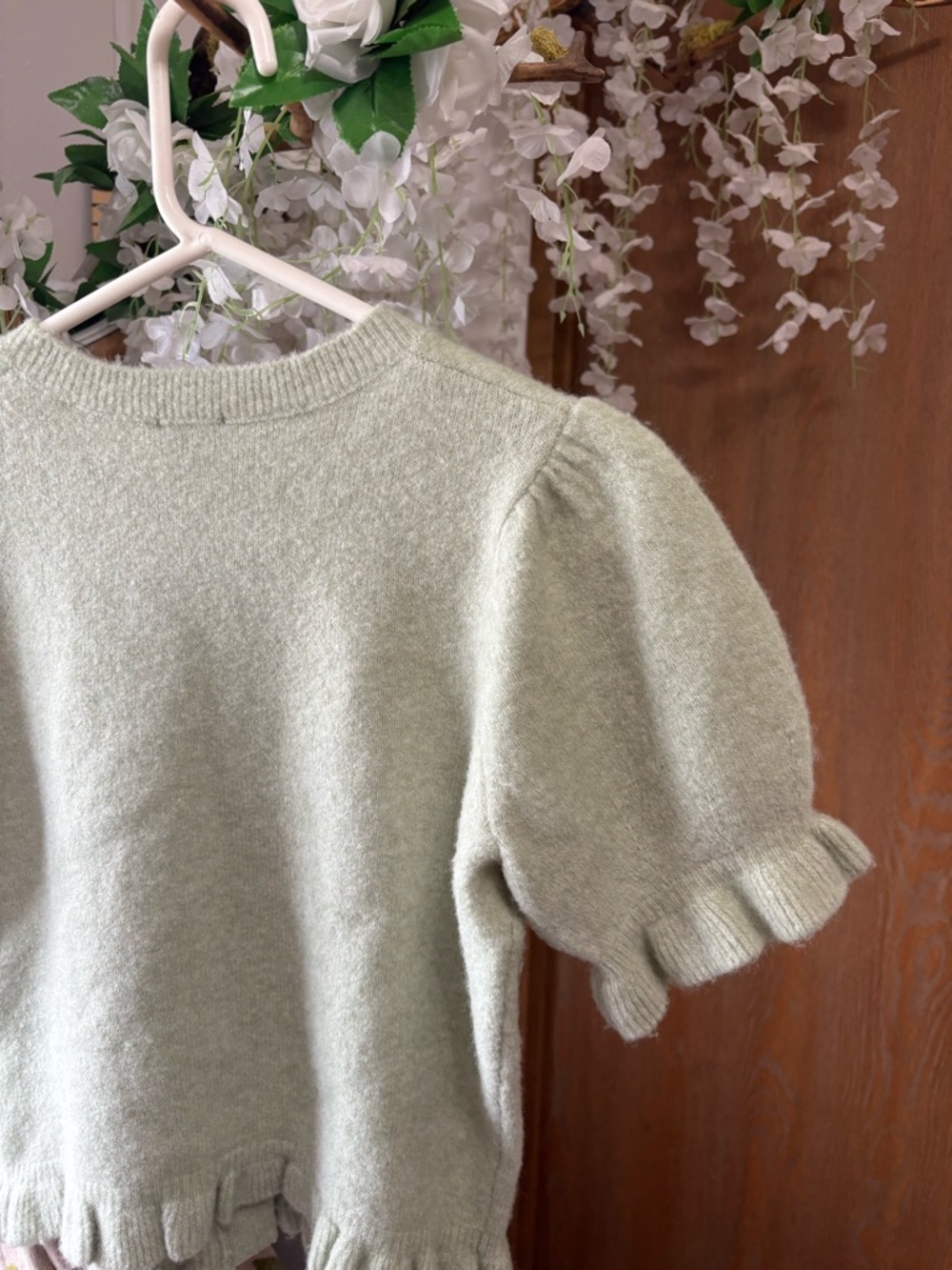 Rails Light Green Puff Sleeve Ruffle Cardigan - Picture 16 of 16